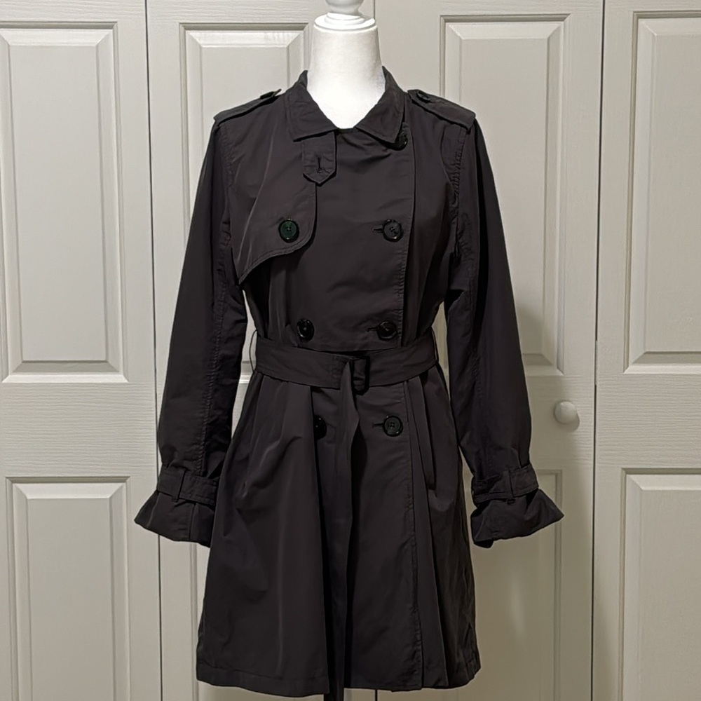 GAP Graphite Gray Belted Pleated Trench Coat Medium